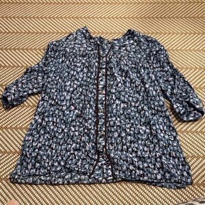 Wit & Wisdom Black and Blue Patterned Blouse